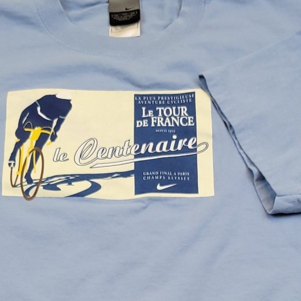 Nike Le Tour de France 2003 Centenaire Mens T-Shirt Blue XXL Cycling 100th Y2K